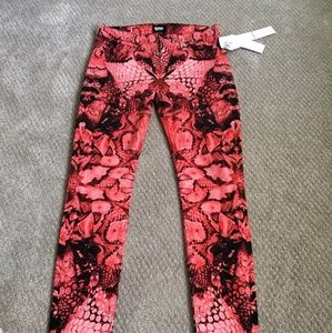 Hudson Nico pink snakeskin skinny jeans 25×28